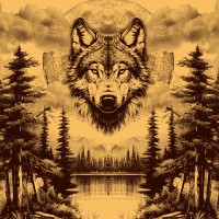 Простыня махровая пестротканная 215х220 см Волк 8115