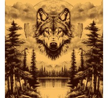 Простыня махровая пестротканная 215х220 см Волк 8115