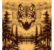 Простыня махровая пестротканная 215х220 см Волк 8115