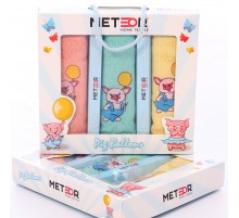 Салфетка METEOR вафельная в коробке 40х60 см 3 штуки Шарик BIONCE V1 ТМЕ9994